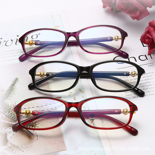 Old-fashioned reading glasses for women, anti-slip and wear-resistant, farsighted glasses for traveling, anti-blue light reading glasses, with a glasses case