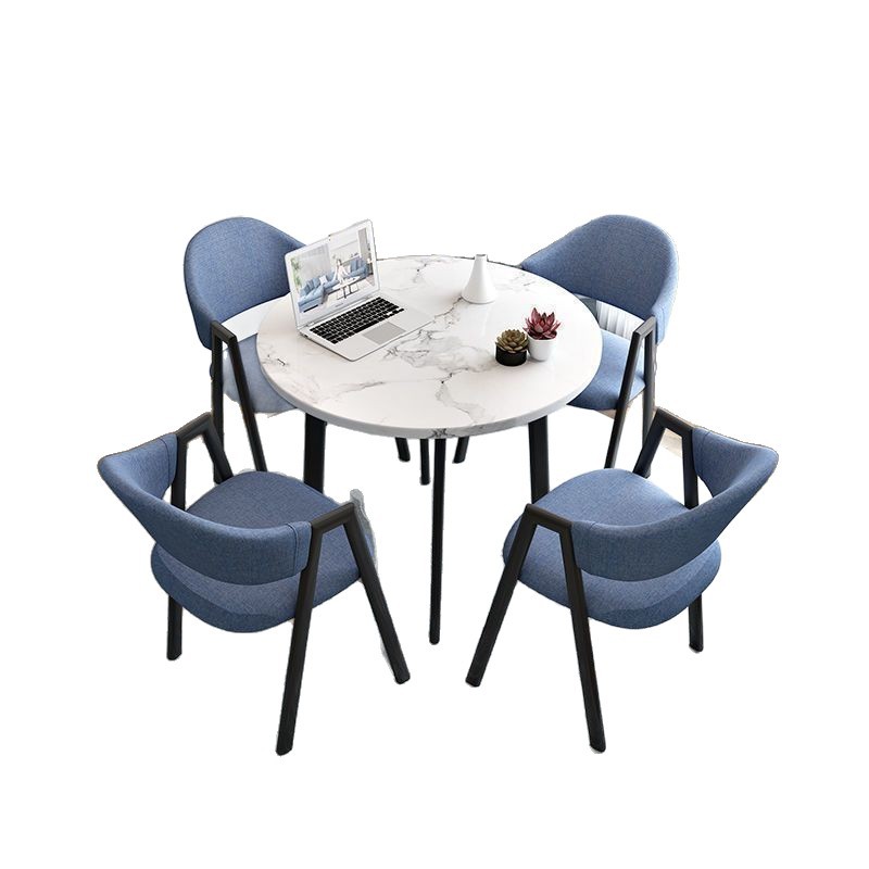 Negotiation Table and Chair Set for Commercial Use in Reception Areas, Small Round Table for Rest Areas, Simple and Casual, One Table and Four Chairs Dining Table 5