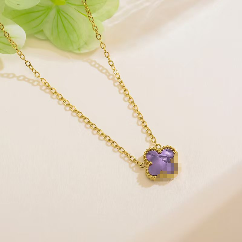 幸運なネックレス女子両面13mm四葉草ネックレスチタン鋼18k金シンプルペンダント軽贅沢ネットレッド鎖骨