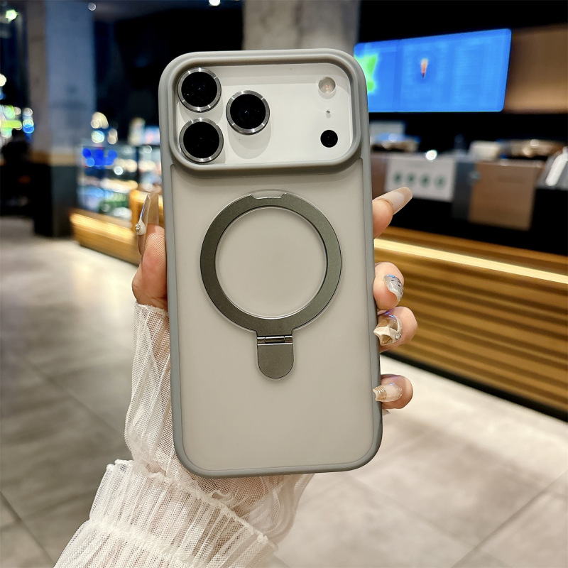 适用iPhone17Promax手机壳磨砂肤感苹果16磁吸支架全包防摔保护套|undefined
