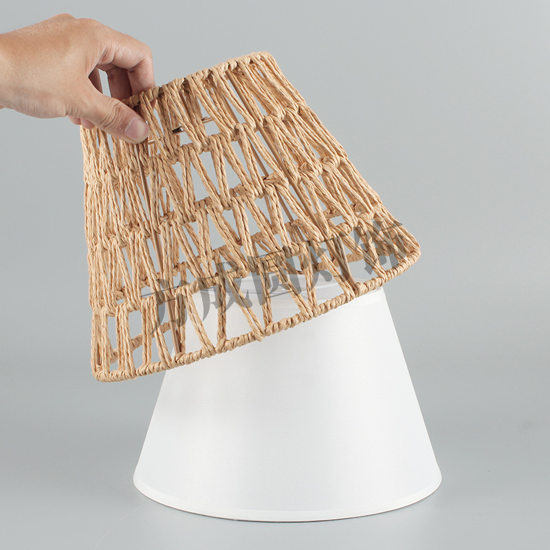 Lámpara de escritorio hecha a mano con cuerda de cáñamo trenzada de doble cabeza lámpara de escritorio hecha a mano con bordes blancos lámpara de escritorio lámpara de piso lámpara de cubierta lámpara de cubierta