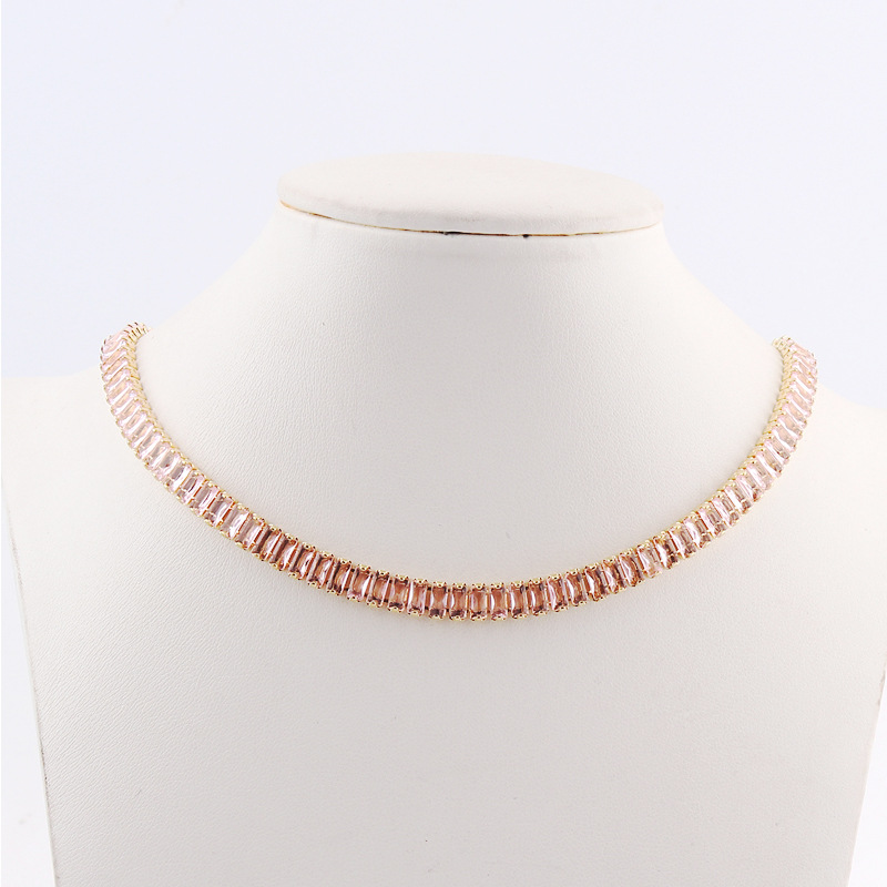 Retro Heart Shape Copper Gold Plated Inlaid Zircon Necklace 1 Piece