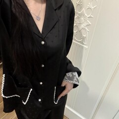 纯欲高级感蕾丝花边冰丝睡衣女春秋款轻熟风长袖长裤家居服套装女