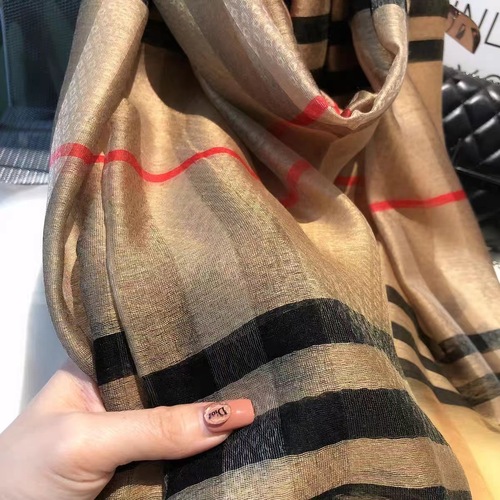 Classic Plaid Scarf Women's Summer Lightweight Imitation Silk Wool Shawl British All-match Chiffon Scarf High-end Mulberry Silk Necktie