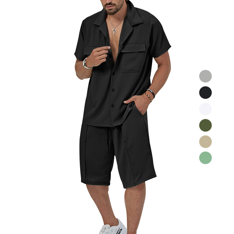 Men's Solid Color Shorts Sets Men's Clothing display picture 3