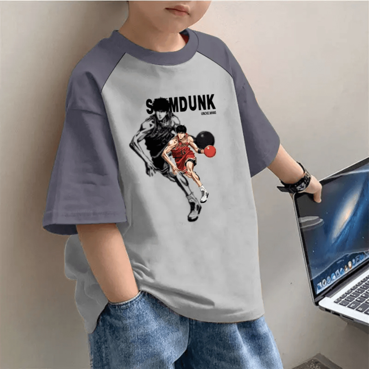 男童纯棉短袖t恤中大童夏季新款印花洋气儿童帅气男孩休闲体恤衫