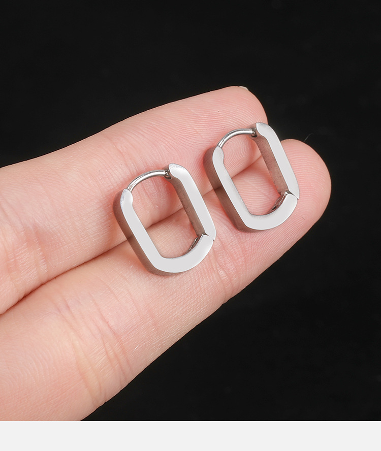 Fashion Geometric Stainless Steel Earring Studs for Men Women Punk Trendy Wholesale Ear Piercing Jewelry detail image 7
