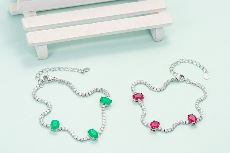 Daily Occasion Copper Material Retro Oval Copper Inlay Zircon Bracelets