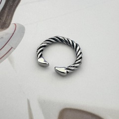 Hemp braid Thai silver ring for men, retro trendy open finger ring, personalized niche design, index finger, Instagram-style accessory