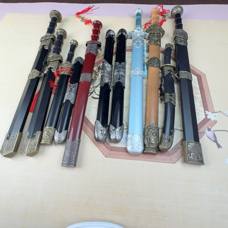 金属刀剑模型双插剑2713剑汉剑秦王剑兵器金属工艺品摆件未开刃