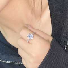 Versa婚戒系列 厚鍍S925精工無痕戒指女 仿真莫桑鑽微鑲蛋形指環