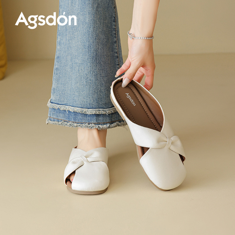 August Lion Deng Baotou Semi-pantuflas para mujer 2025 nuevo estilo de verano con falda, sandalias y zapatos para mujeres embarazadas