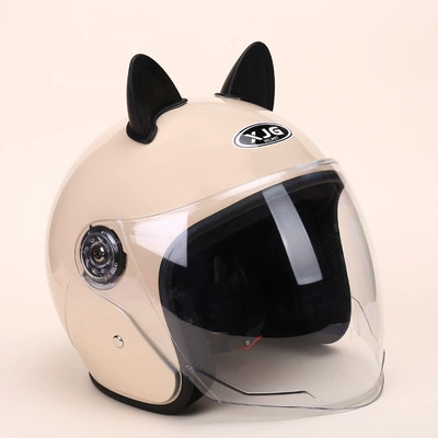 Motosiklet kaskı (dəbilqə) Winter Warmth and Cold Protection - khaki-black-cat-ears-cold-protection-and-warmth-hd-clear-lenses