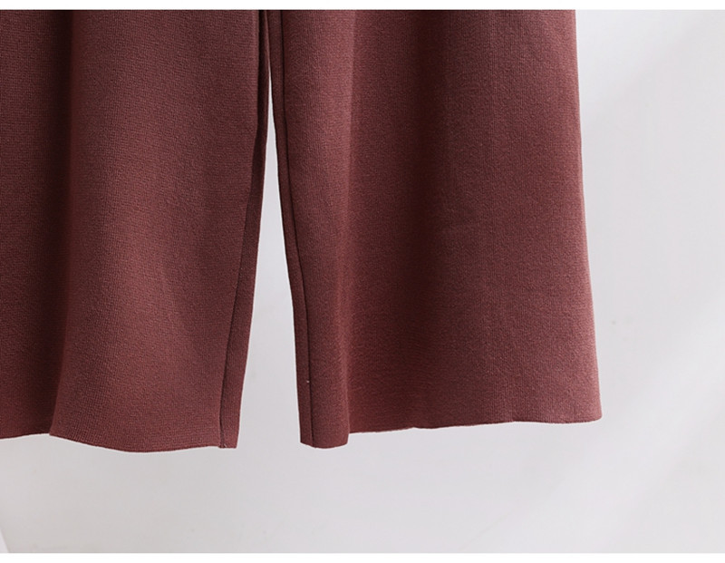 Abbigliamento da donna, completo in maglia, moda casual, colore a contrasto, con cuciture, pantaloni larghi e snellenti, set da due pezzi_voghion.com