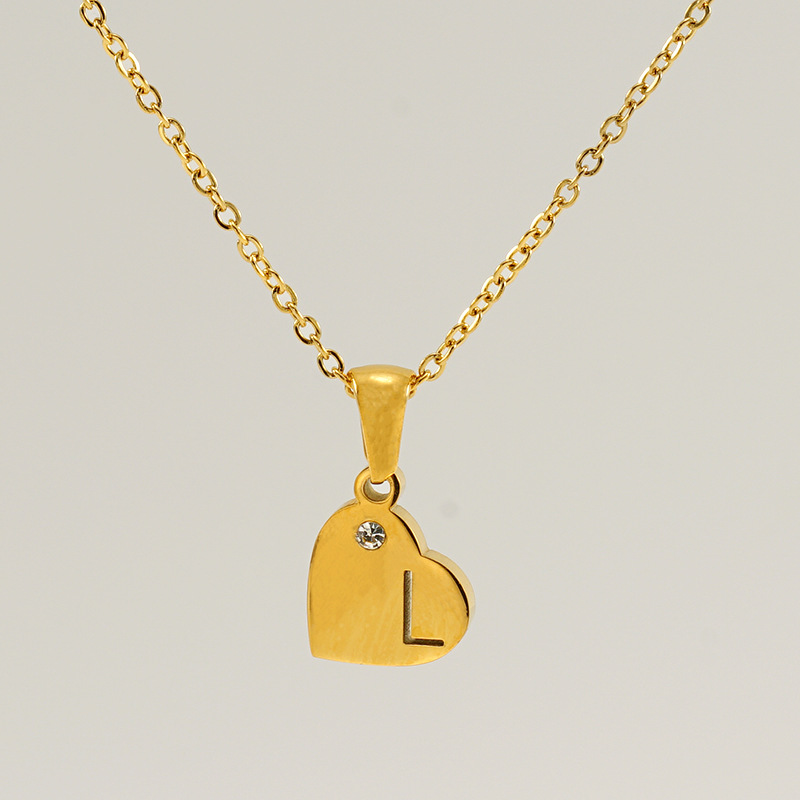 Europa y los Estados Unidos viento acero titanio amor colgante de diamantes 18K letras inglesas hueco collar de clavícula de acero inoxidable mujer