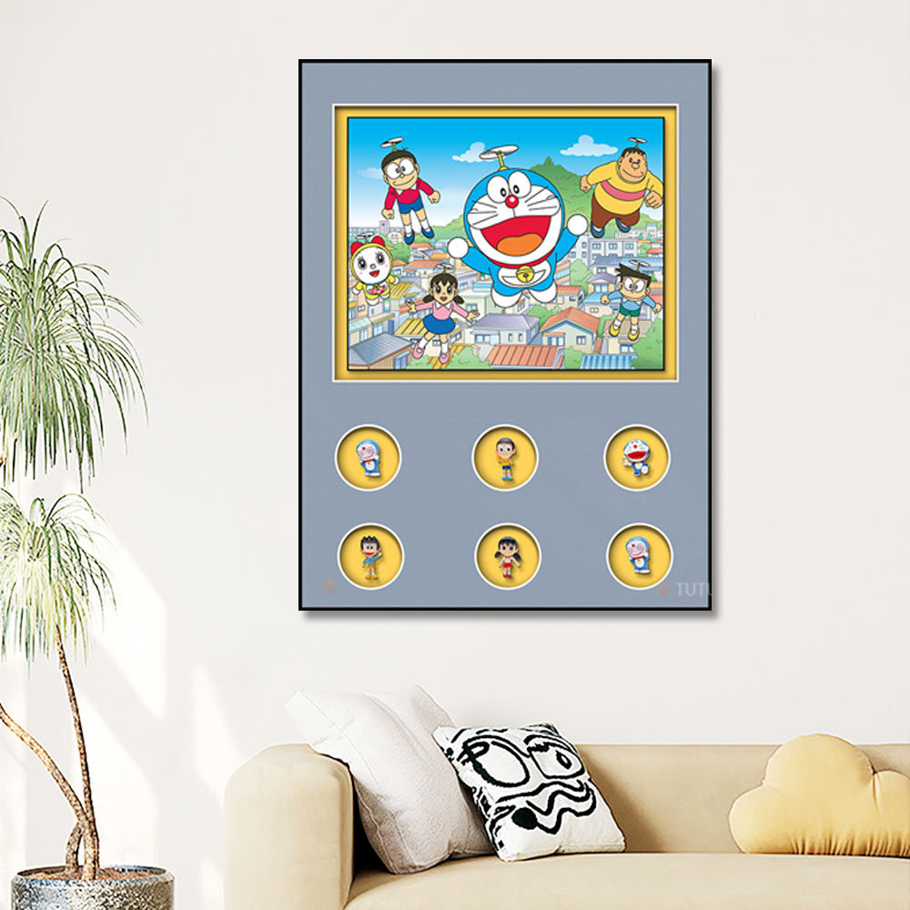 Pato Donald dibujos animados Dibujos Animados hechos a mano Doraemon pintura real habitación de los niños dormitorio cabecera Mickey Mouse círculo colgando pintura