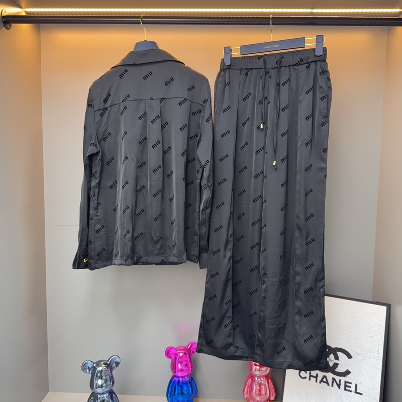 mi u植绒家居服套装缎面衬衫+长裤女25早秋 8月新品休闲慵懒套装|undefined