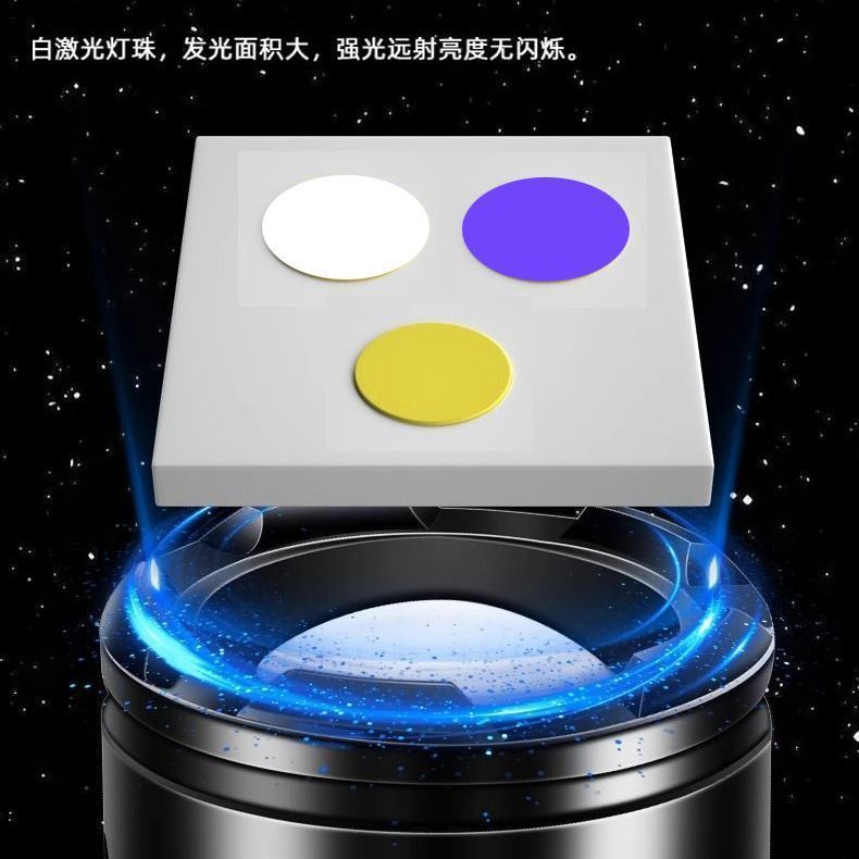 白、黄、青の 3 色の強力な光レーザー懐中電灯、天空砲、長距離ズーム、ポータブル、家庭用、屋外用、充電式|undefined