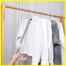 可伸缩衣叉杆家用铝合金收衣服杆子衣架衣服叉子不锈钢挑挂晾衣杆
