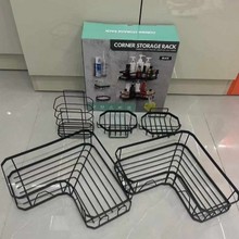 现货卫生间浴室柜三角置物架免打孔转角Metal bathroom shelf