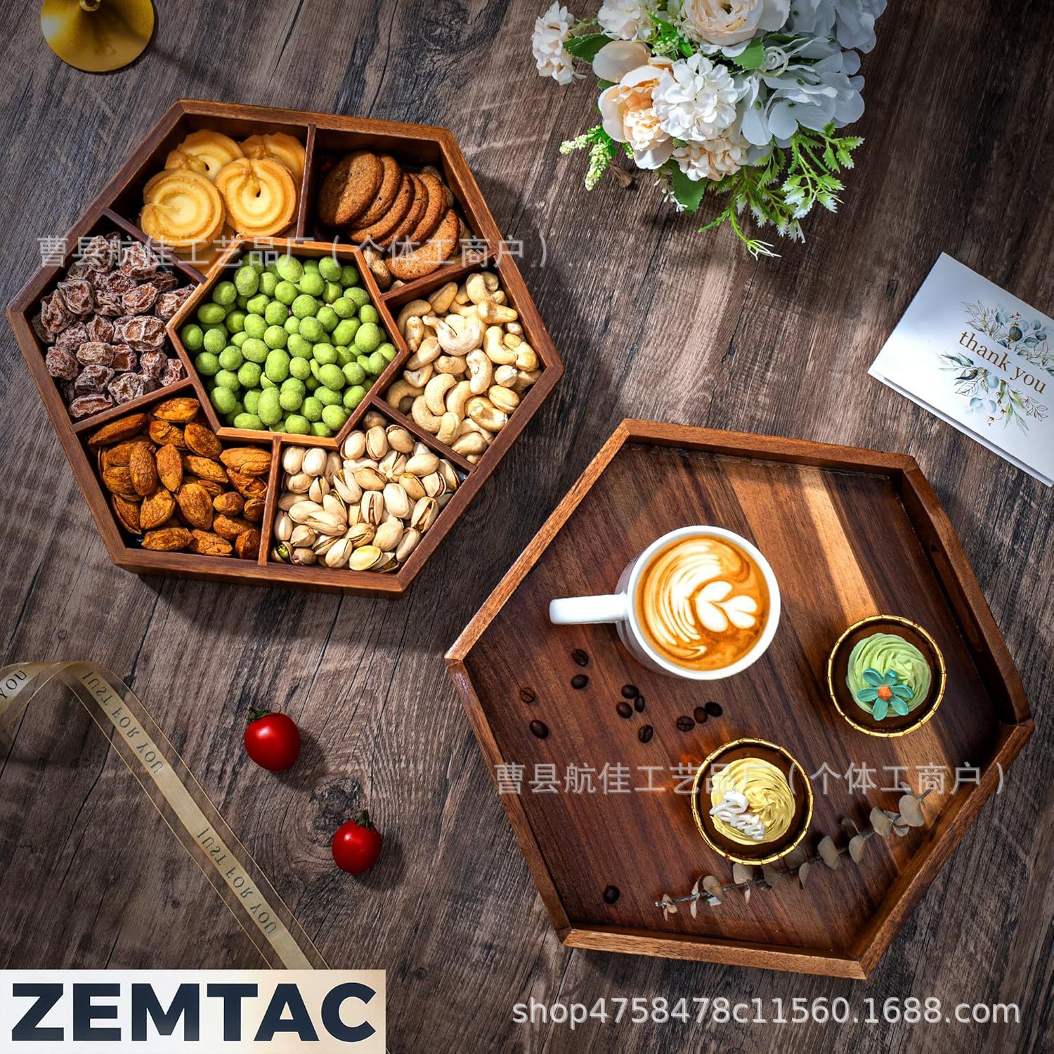 木制中式分格果盒创意结婚糖果坚果收订婚零食果盘带盖干果盘