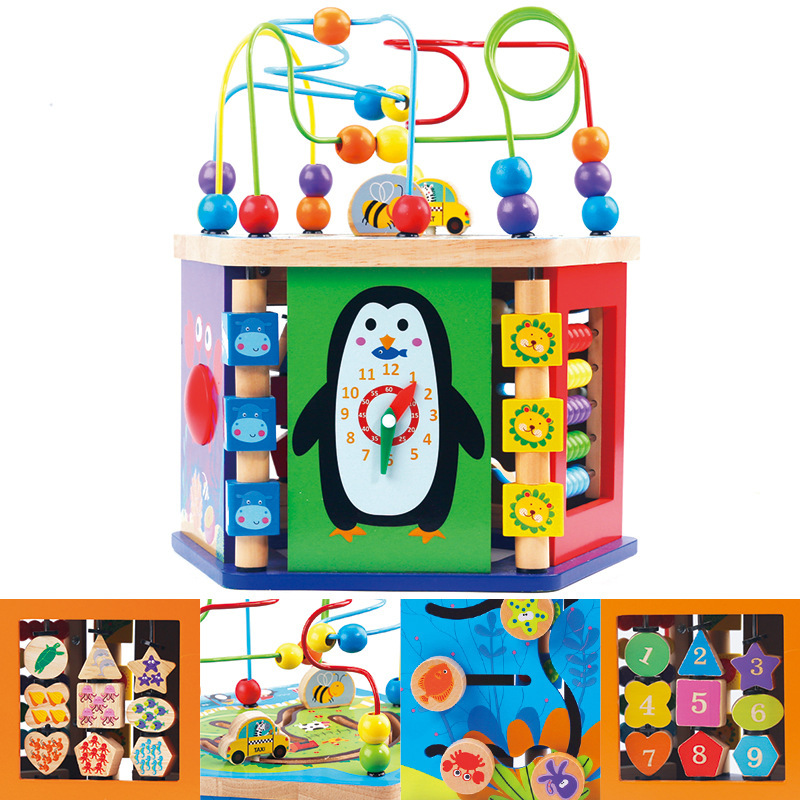 Bolas de madera para niños de madera grande multifuncional cuentas redondas grandes caja del Tesoro 1-3 bebé 26 letras juguetes de educación temprana