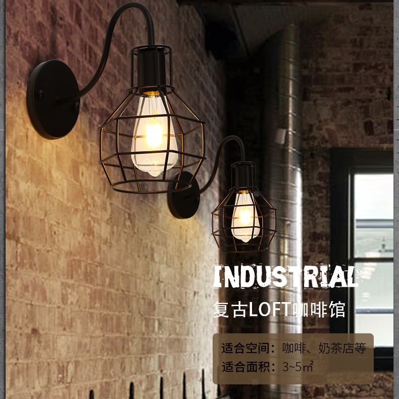 Lámpara de pared de viento industrial retro personalidad creativa loft americana sala de estar comedor estudio dormitorio lámparas de pared de cabezal de cama