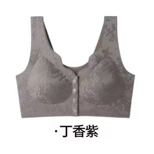 中国风浮雕提花文胸便携式前开扣调整舒适聚拢无痕内衣女防下垂|undefined