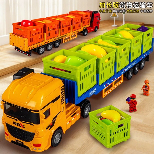 Extended Version of Fruit Transport Truck Inertia Toy Car Kidsren's Truck Vegetable Freight Truck Baby Large Car Model Car