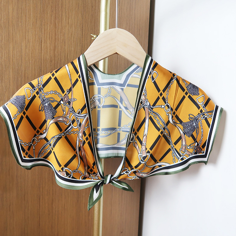 2025 nuevo bufandas de seda hexagonal bufandas de hombro alta sensación de moda de diseño minimalista de seda simulada bufandas temperamento universal