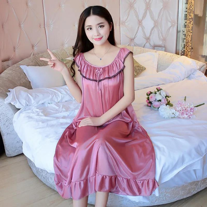 2023 camisón de seda de hielo de verano delgado de seda de las mujeres de mediana edad sexy suave cómodo pijamas homewear de las mujeres al por mayor