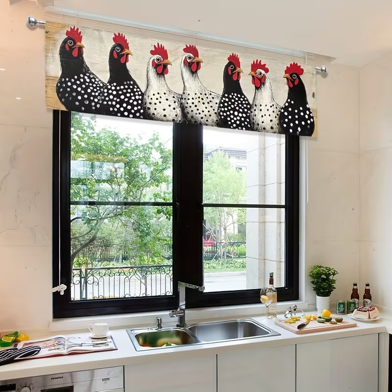 Cross-Border Black and White Pearl Chicken Window Curtains, Door Curtains, Coffee Curtains, Kitchen Sink Cabinet Dustproof Curtains Cross-Border Black and White Pearl Chicken Window Curtains, Door Curtains, Coffee Curtains, Kitchen Sink Cabinet Dustproof Curtains