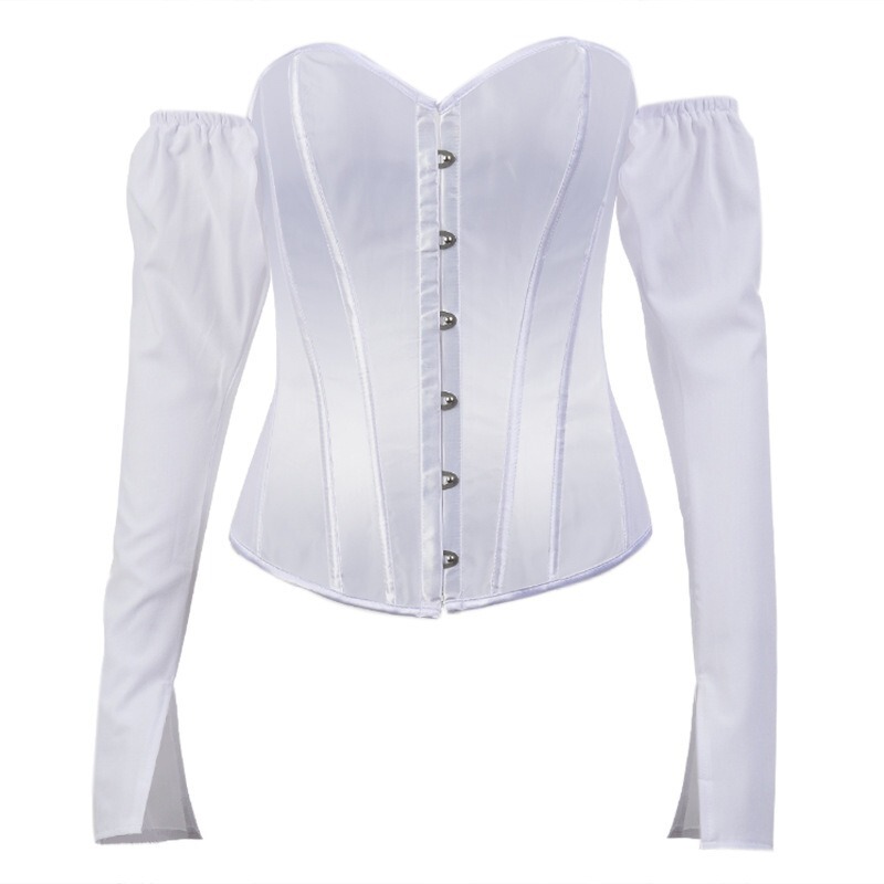 19406 New European and American Style Sexy Slim-Fit Off-Shoulder Corset Long-Sleeve Women's Top with Fishbone Shapewear