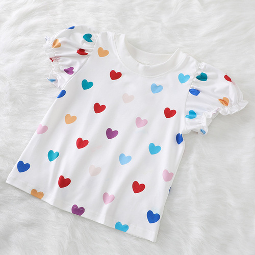 Summer girls sweet short-sleeved t-shirt girls baby top children's half-sleeve children's clothing caring T-shirt cartoon pattern