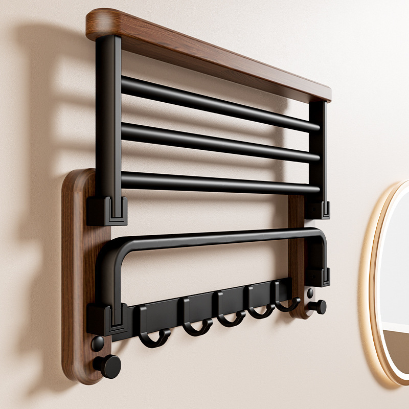 Walnut Towel Rack Bathroom Storage Rack Punch-Free Toilet Classy Bathroom Toilet Solid Wood Towel Rack