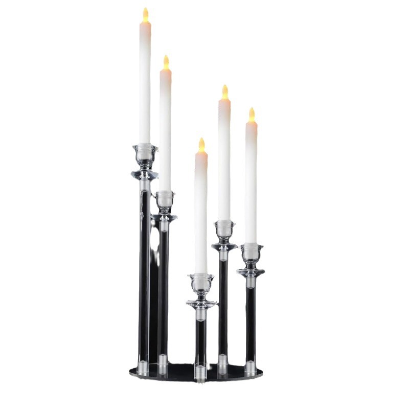 Candelaria transfronteriza de cinco cabezas para el comercio electrónico para el nuevo hotel de boda acrílico restaurante occidental fiesta de cumpleaños candelabros en el hogar