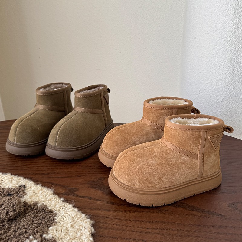 Girls' Snow Boots 2025 Winter New Children's Plush Warm Large Cotton Shoes for Older Girls, Fashionable and Stylish Cotton Boots