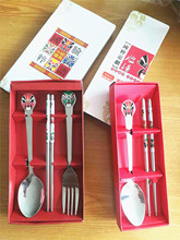 厂家批发供应贴花脸谱餐具勺叉筷三件套勺叉两件套彩盒套装