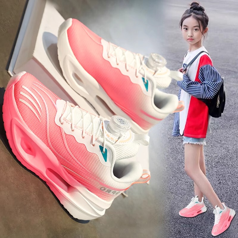 Girls' Shoes 2026 Summer New Model Children's Sports Shoes Running Red Rabbit 8Por Basketball Shoes for Older Children with Soft Sole and Buttons