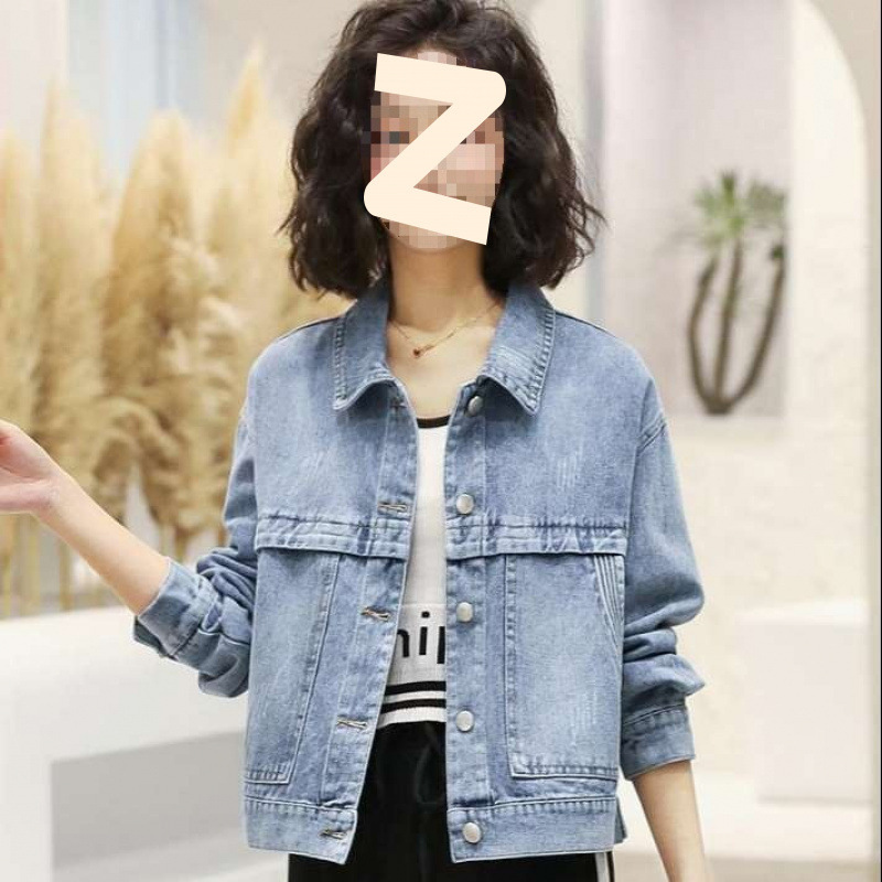 宽松时尚字母刺绣上衣潮春秋新款韩版洋气牛仔外套女短款简约|undefined