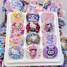 亚克力卡通美少女kitty猫双面印花圆片串珠diy手机链饰品配件材料