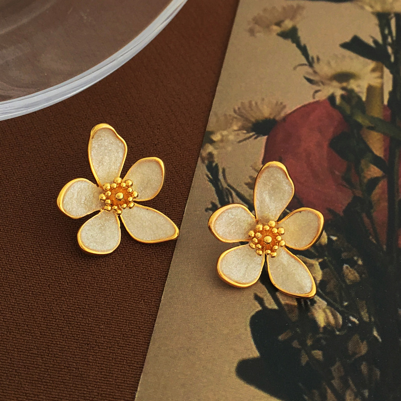 Fairy Style Flower Copper Earrings Plating Copper Earrings