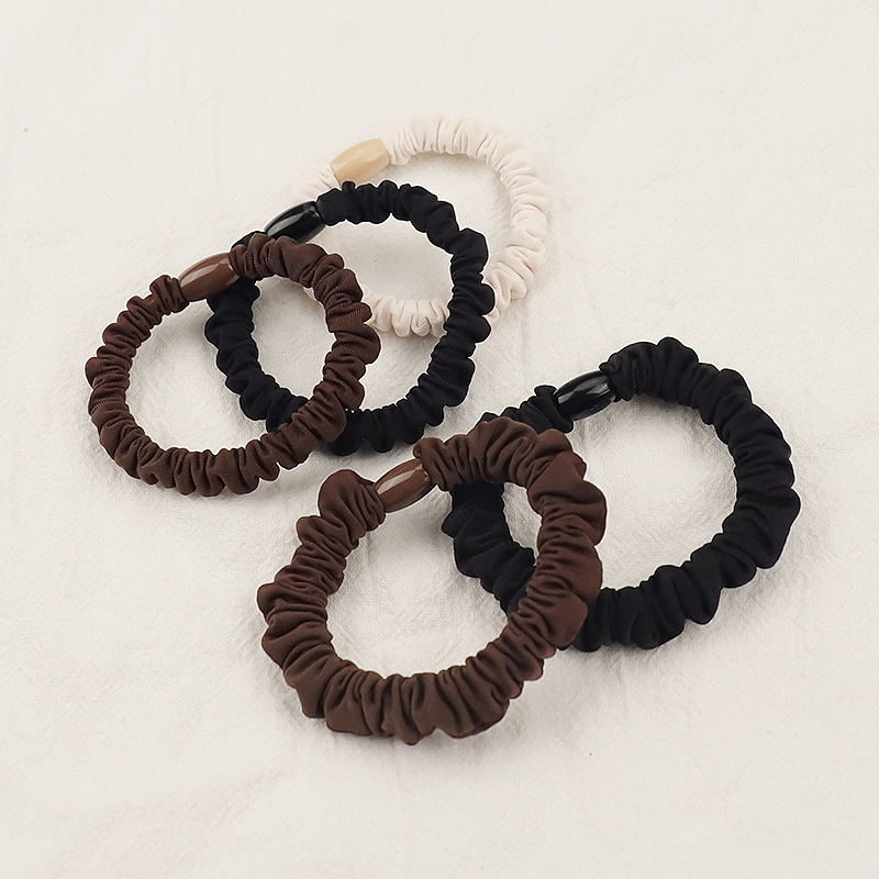 Thick and Fine Milk Tea Fabric Hair Ring Fashionable Temperament Fat Intestinal Ring Hair Rope Small Intestinal Ring Rubber Band Pleated Simple Hair Accessories Thick and Fine Milk Tea Fabric Hair Ring Fashionable Temperament Fat Intestinal Ring Hair Rope Small Intestinal Ring Rubber Band Pleated Simple Hair Accessories