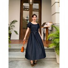 诠释美 NEWOPEN 25年夏复古宽松大码连衣裙女韩版气质泡泡袖S5376