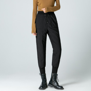 Down Pants Women's Outer Wear Fashion High Waist fleece-lined Thickened Cotton Pants Loose Casual Haren Pants Winter Warm Slim