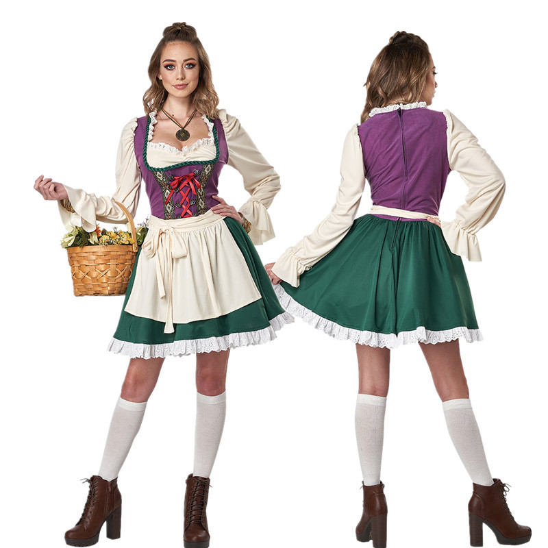 德國啤酒節啤酒妹女僕制服酒吧服務員工作服性感甜美田園風連衣裙
