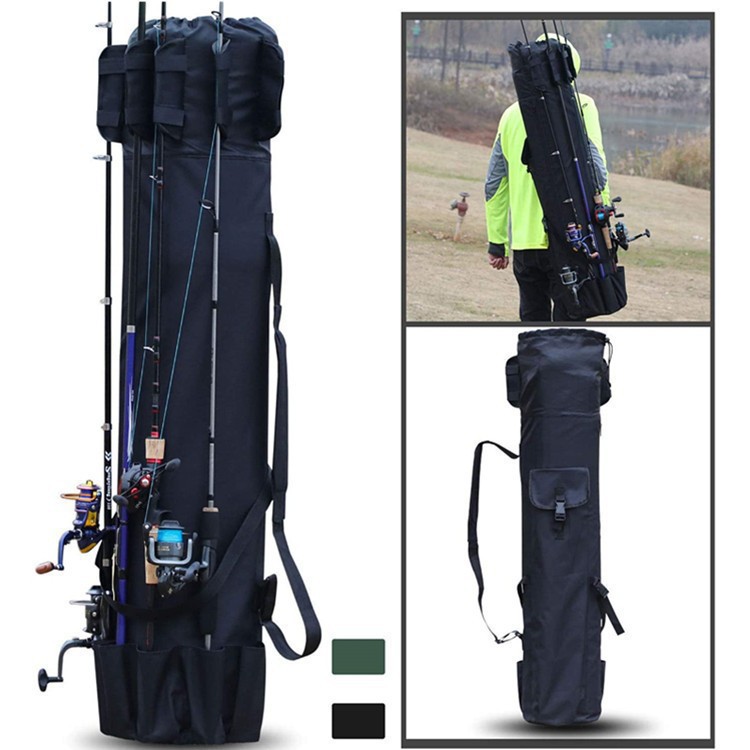 Bolsa de pesca impermeable de tela de Oxford transfronteriza al aire libre, bolsa de caña de pesca cilíndrica multifuncional, bolsa de almacenamiento de equipos de pesca de gran capacidad