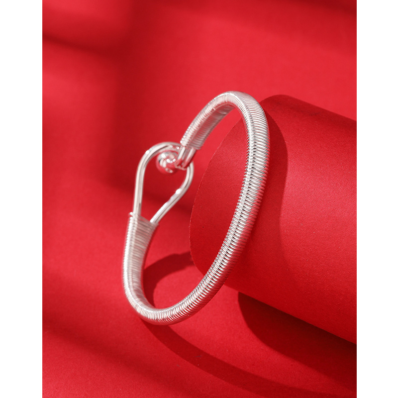 Pulsera de plata hecha a mano para las mujeres 990 plata pura sólida ronda abierta pulsera de plata esterlina moda nicho pulsera de alta calidad
