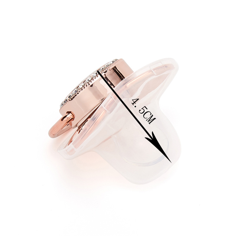 Producto caliente transfronterizo bebé 26 letras de oro rosa calmante pezón destete bebé punto diamante jugar boca con cubierta de polvo