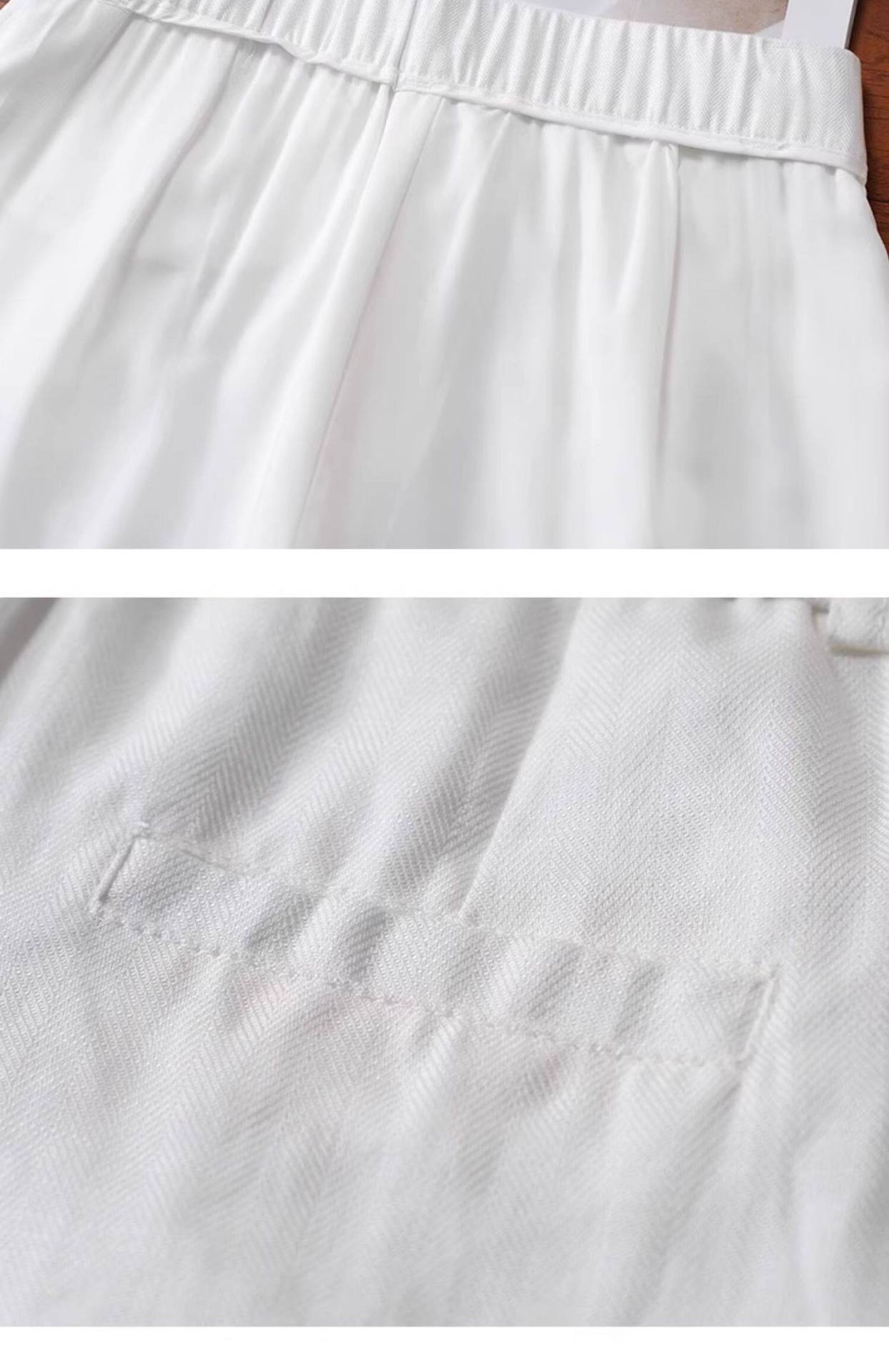 Quần short nữ dáng rộng chữ A cạp thun lưng sau chất liệu lụa mỏng mùa hè — Xanh lông mòng đen chi tiết 11